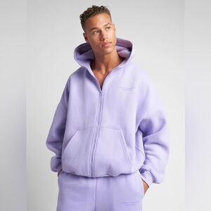 New Comfrt Pastel Zip Hoodie Small Oversized Unisex Lavender Cozy